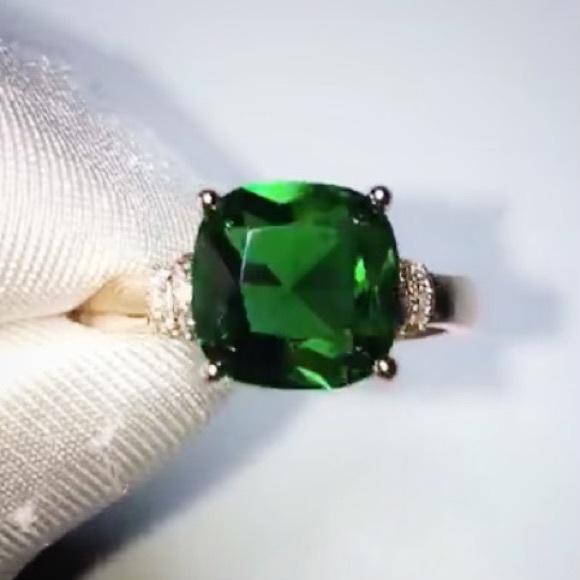 🆕18k RG/925 Silver Lab Created Emerald Ring - Picture 7 of 8